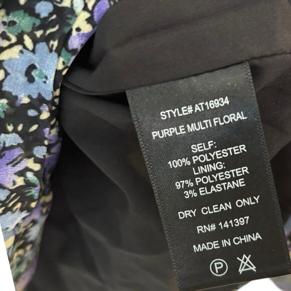 ASTR The Label Balloon Sleeve Purple Multi Floral Top XL Full Zip Back Shirred - Picture 5 of 7